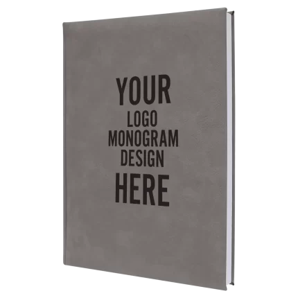 Personalized Leatherette Journal 7" x 9.75" (Lined Pages) - Gray