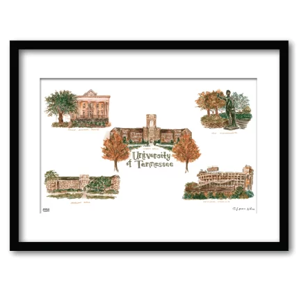 Tennessee Collage, Framed Watercolor Wall Art 16" x 20" by Laura Wilcox