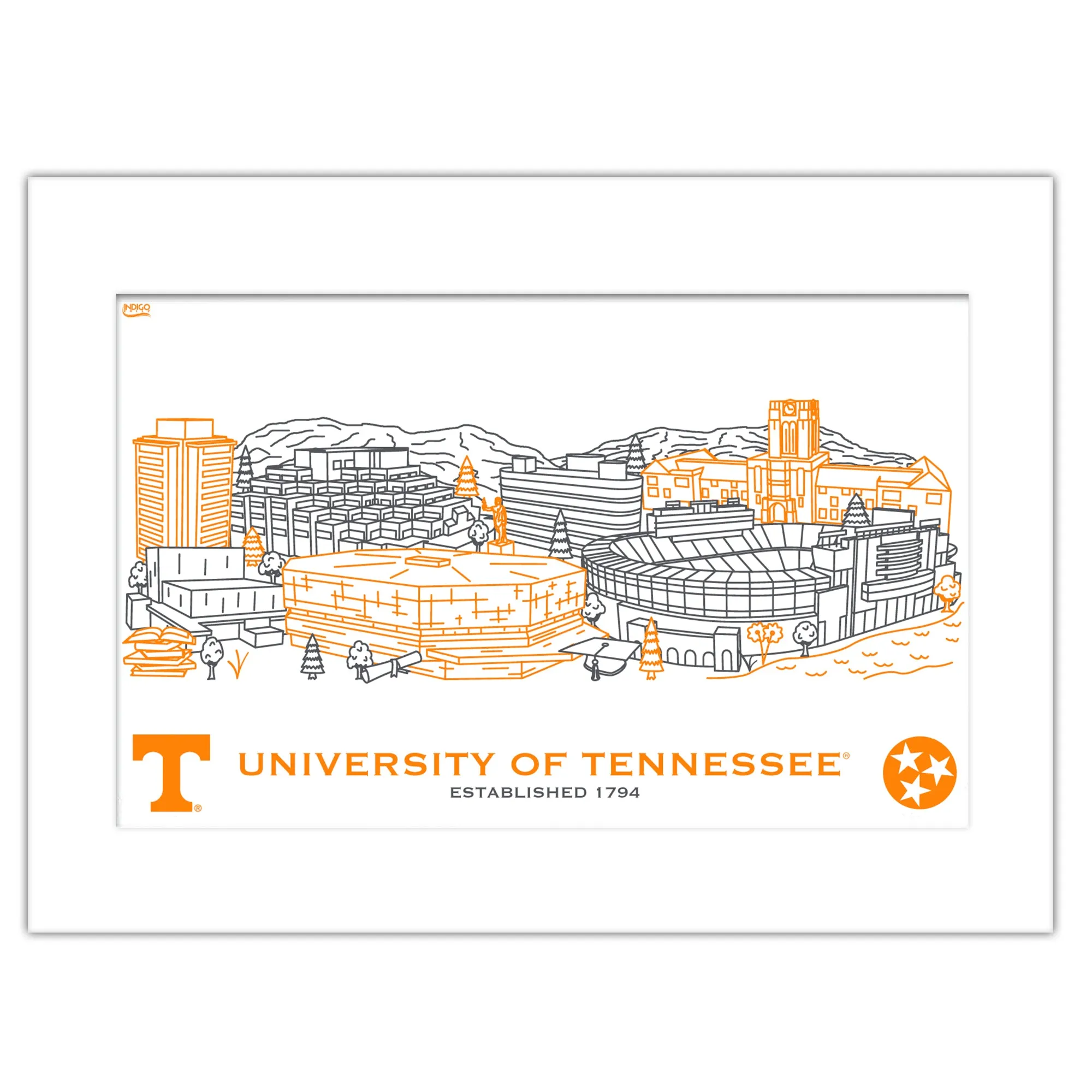 2rTennessee-Volunteers-Matted-Campus-Line-Wall-Art-11-x-14-