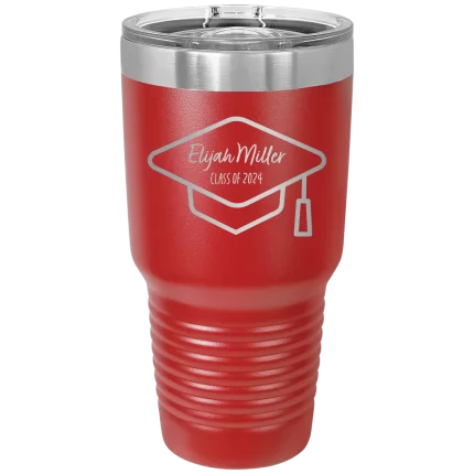 Personalized 2 lines Grad Name and Class 30 oz Tumbler - Red
