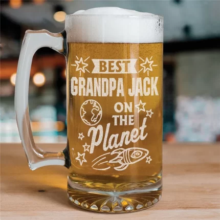 Best on the Planet Personalized Sports Glass Mug – Custom Engraved Beer Mug with Name or Title