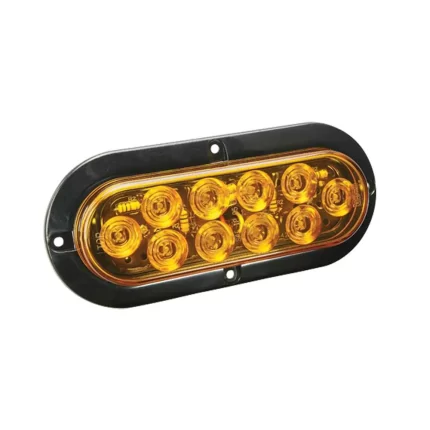 LED Waterproof 6" Oval Surface Flange Mount Tail Light - Amber w/Black Flange Base
