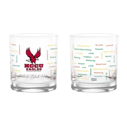 Set of 2 North Carolina Central Eagles 14oz BHM Rocks Glasses