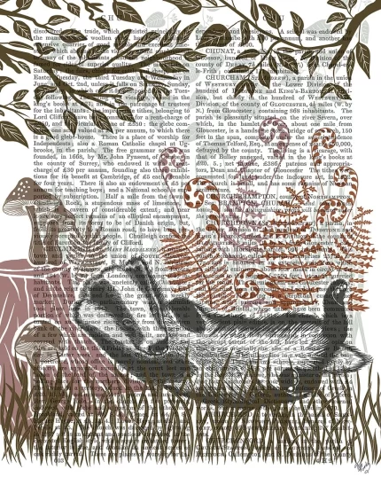 Country Lane Badger 1, Earth, Book Print, Art Print, Wall Art