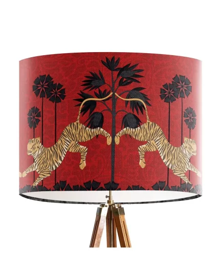 Leaping Tiger Ruby, Animalia, Lamp shade, Drum, Pendant Lighting