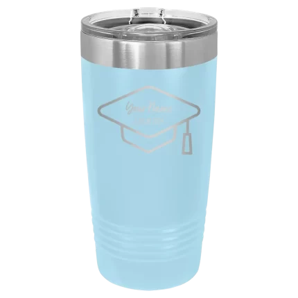 Personalized 2 lines Grad Name and Class 20 oz Tumbler - Light Blue