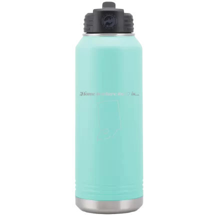 Personalized Indiana Heart 32 oz Water Bottle - Teal