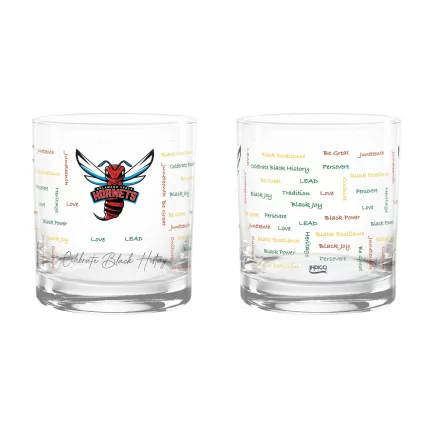 Set of 2 Delaware State Hornets 14oz BHM Rocks Glasses