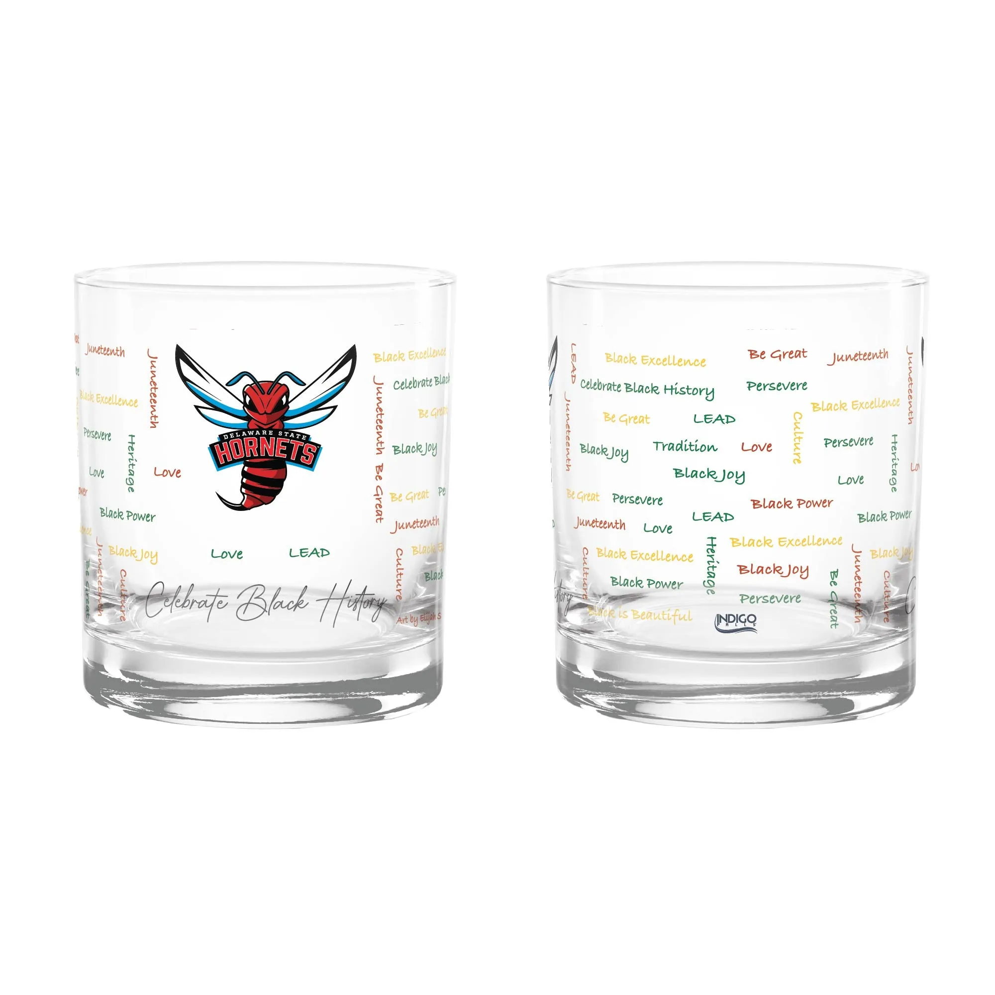 2wSet-of-2-Delaware-State-Hornets-14oz-BHM-Rocks-Glasses
