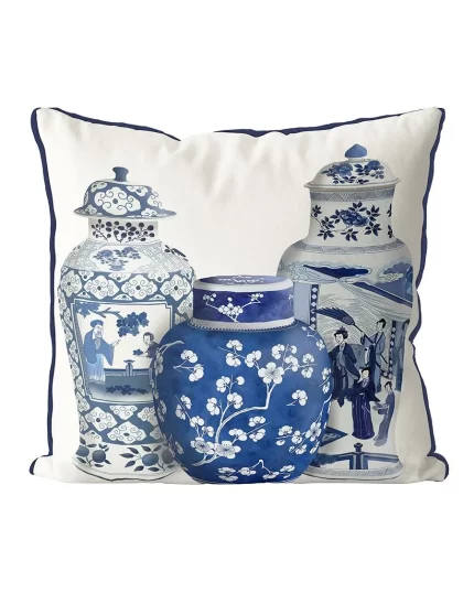 Chinoiserie Vase Trio 2, Cushion / Throw Pillow