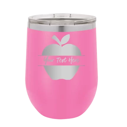 Personalized Apple Wine Cup - Pink