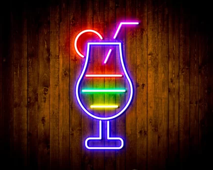 Cocktail Glass Bar Flex Silicone LED Sign (Neon-Style, LED Technology)