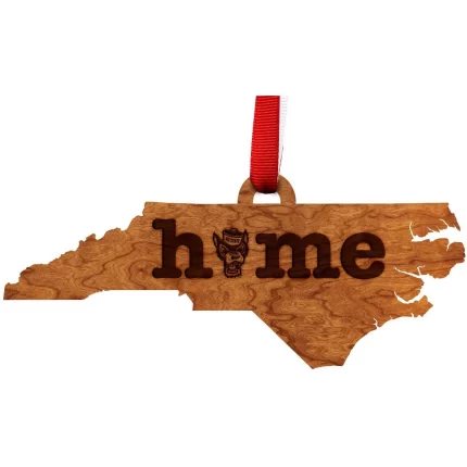 NC State - Ornament - State Map - "Home" with Tuffy Head