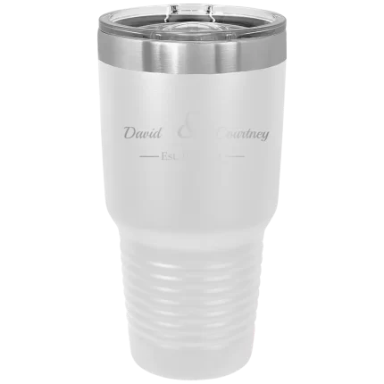 Personalized 2 Lines Name Anniversary 30 oz Tumbler - White