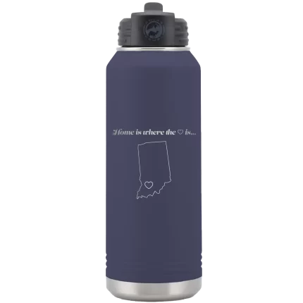 Personalized Indiana Heart 32 oz Water Bottle - Navy