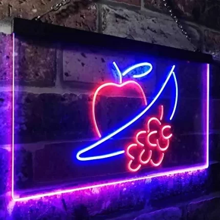 Apple Grapes Banana Grocery Fruit LED Light Sign