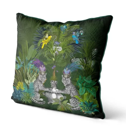 Blue Lemur, Leopard Jungle Cushion / Throw Pillow