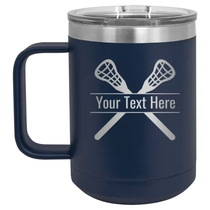 Personalized Lacrosse 15 oz Mug - Navy