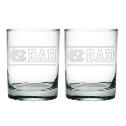 14oz North Carolina Tar Heels Etched Dad DOF 2 Pack