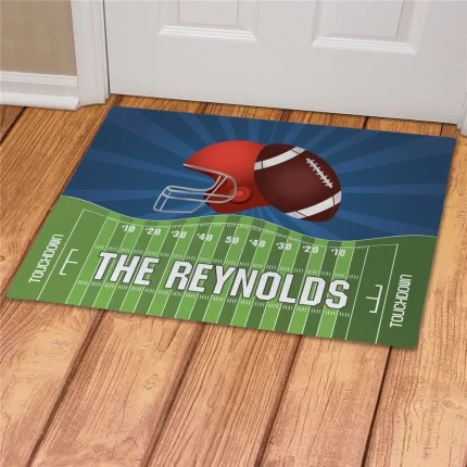Football Helmet Personalized Doormat - Custom Sports Entry Mat