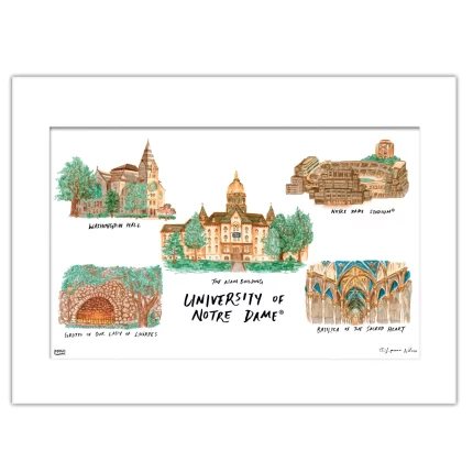 Notre Dame Collage, Matted Watercolor Wall Art 16" x 20" by Laura Wilcox