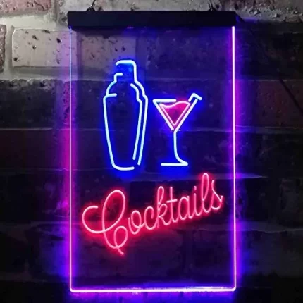Cocktail Shaker Drinks Cocktails LED Light Sign