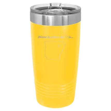 Personalized Arkansas Heart 20 oz Tumbler - Yellow
