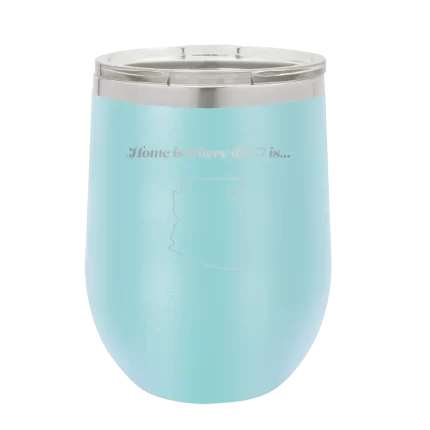 Personalized Arizona Heart Wine Cup - Light Blue