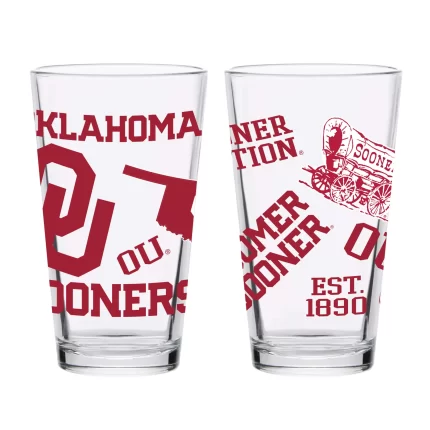 Set of 4 Oklahoma Sooners 16oz Medley Pint Glasses