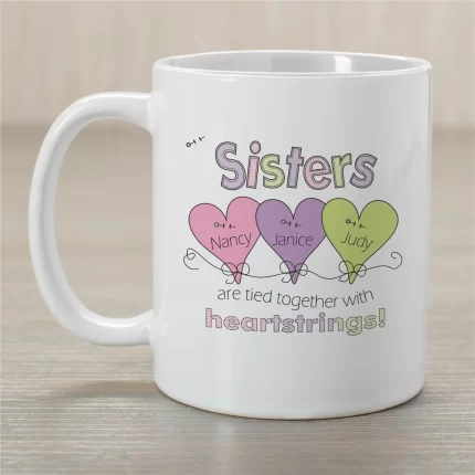 Heartstrings Sisters Coffee Mug - Custom Sentimental Sister Mug