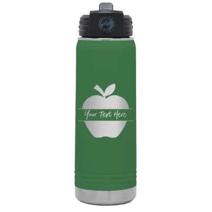 Personalized Apple 20 oz Water Bottle - Green