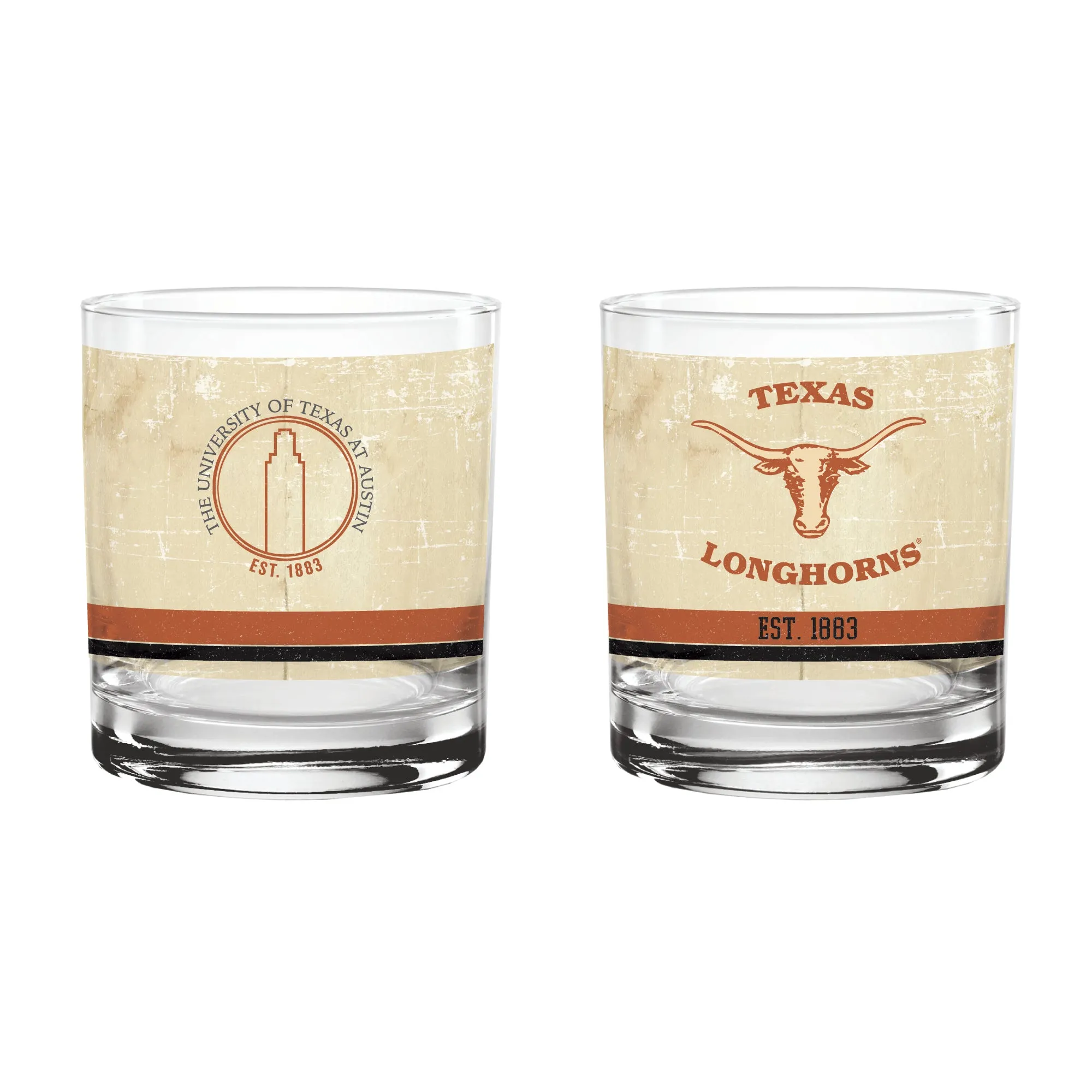 3gTexas-Longhorns-Set-of-2-College-Vault-Tan-Retro-14oz-Rocks-Glasses