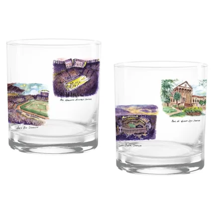 14oz LSU Tigers Laura Wilcox University Collection 2-Pack Glass Set