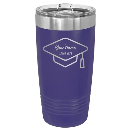 Personalized 2 lines Grad Name and Class 20 oz Tumbler - Purple