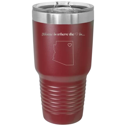 Personalized Arizona Heart 30 oz Tumbler - Maroon