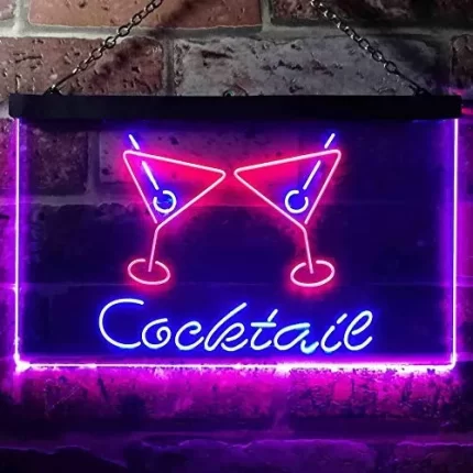 Cocktail Glasses Bar LED Light Sign