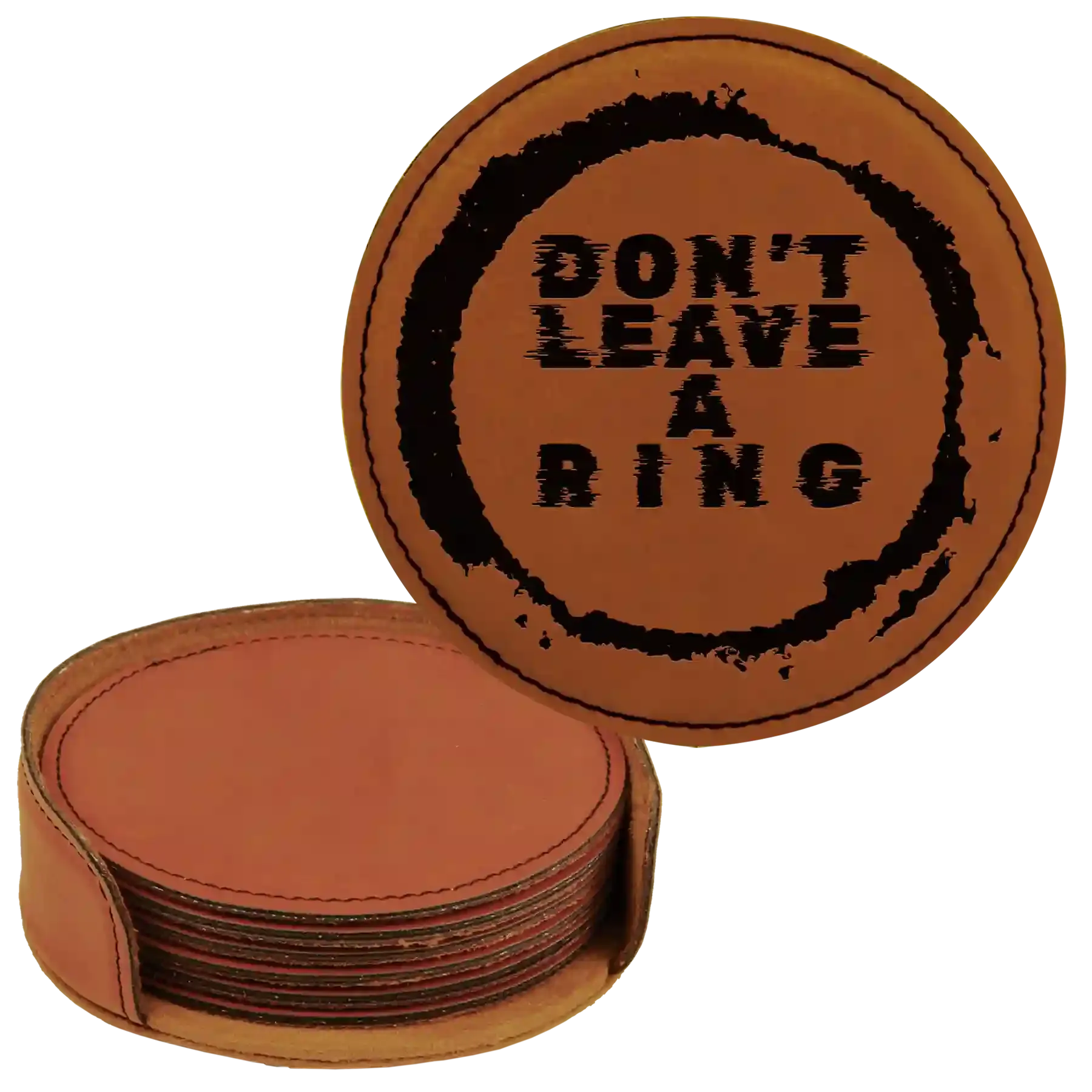 3jPersonalized-Leave-a-Ring-Round-Leatherette-Coasters-Set-of-6-Rawhide