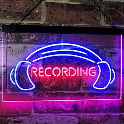Headphones Recording LED Light Sign