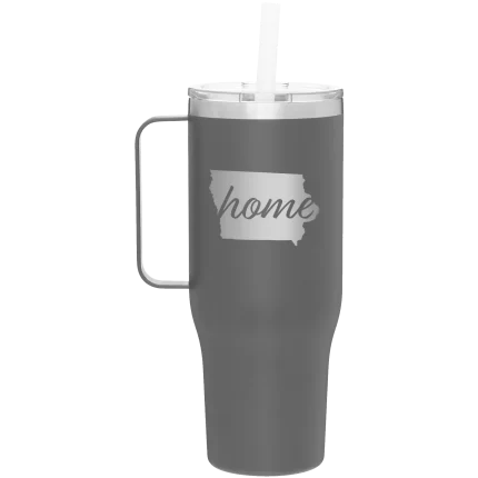 Personalized Iowa Home 40 oz Tumbler Mug - Slate