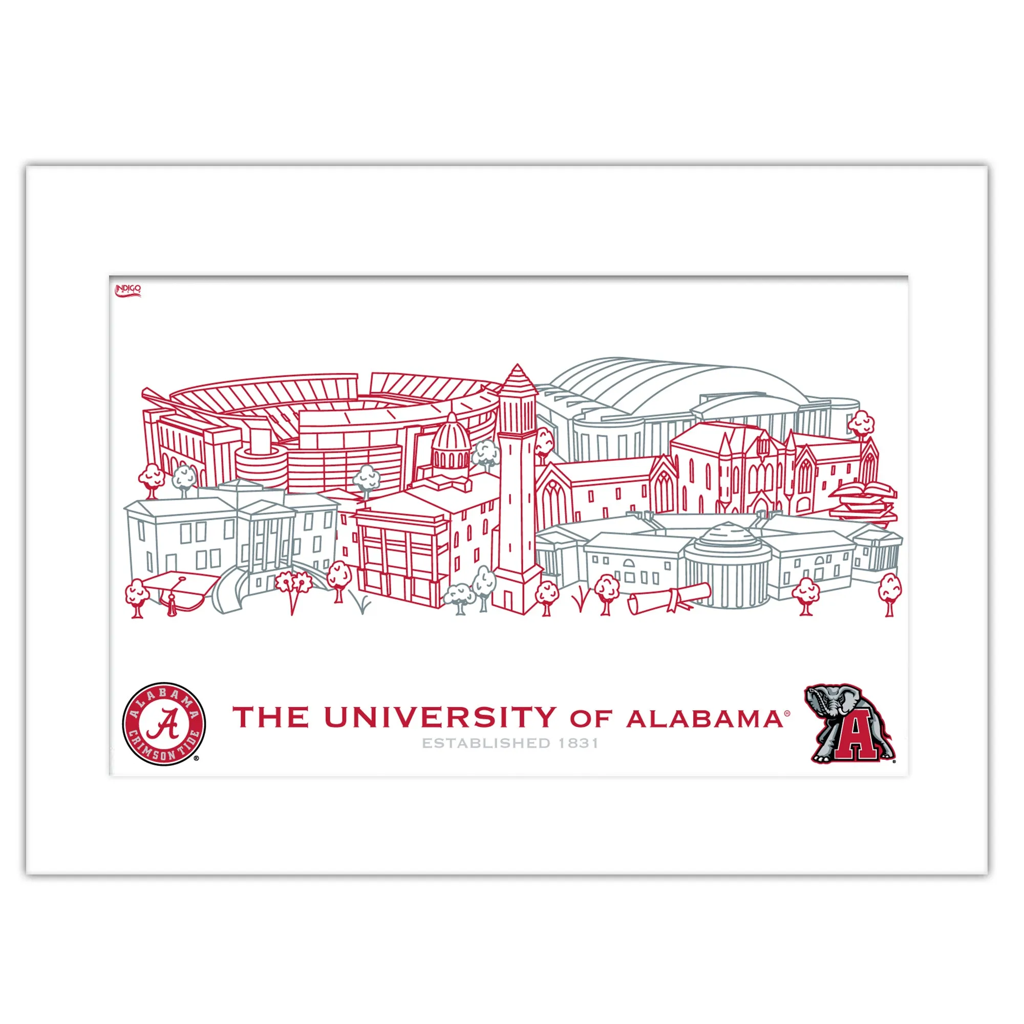 3lAlabama-Crimson-Tide-Matted-Campus-Line-Wall-Art-11-x-14-