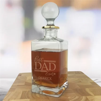 Best Dad Ever Gold Rim Decanter - Personalized with Dad’s Name
