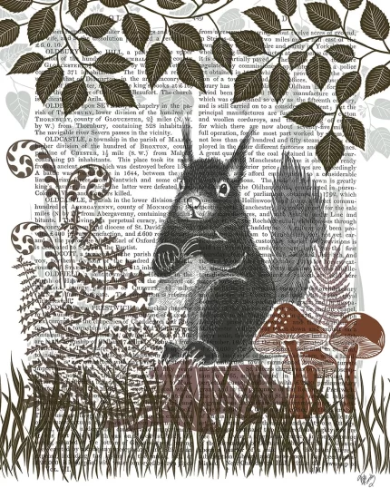 Country Lane Squirrel 2, Earth, Book Print, Art Print, Wall Art