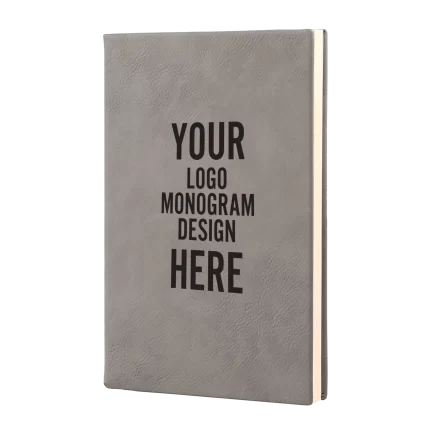 Personalized Leatherette Sketch Book 5.25" x 8.25" (Blank Pages) - Gray
