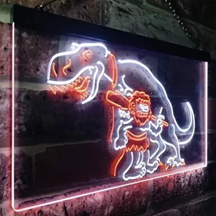 Caveman Dinosaur LED Light Sign