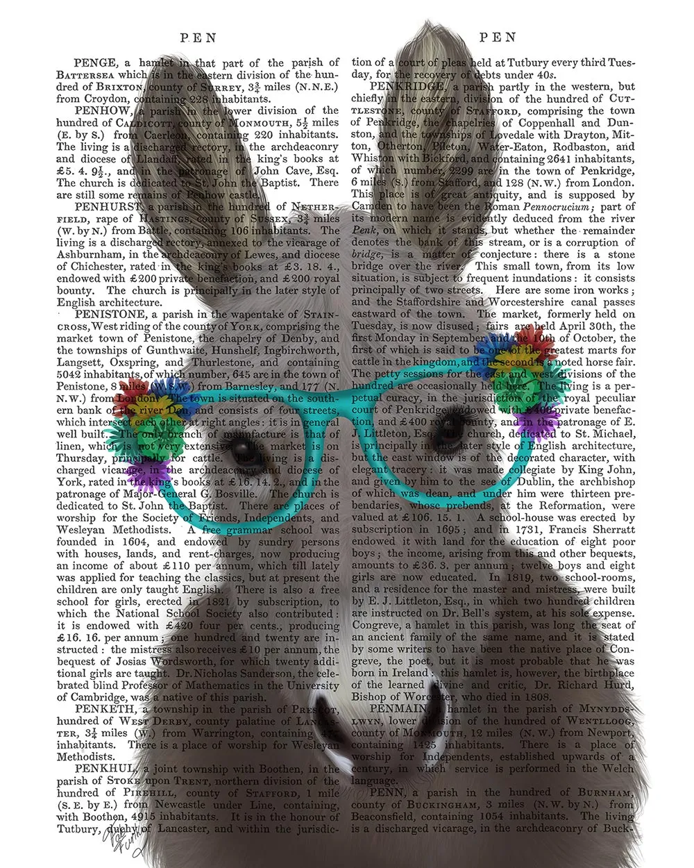 3nDonkey-Turquoise-Flower-Glasses-Book-Print-Art-Print-Wall-Art