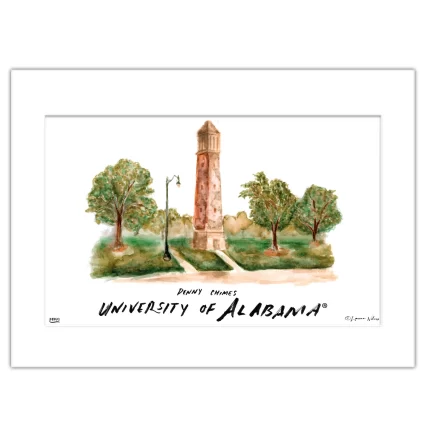 Alabama Denny Chimes, Matted Watercolor Wall Art 16" x 20" by Laura Wilcox