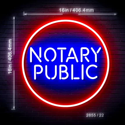 16" Round Notary Public Flex Silicone LED Sign (Neon-Style, LED Technology)