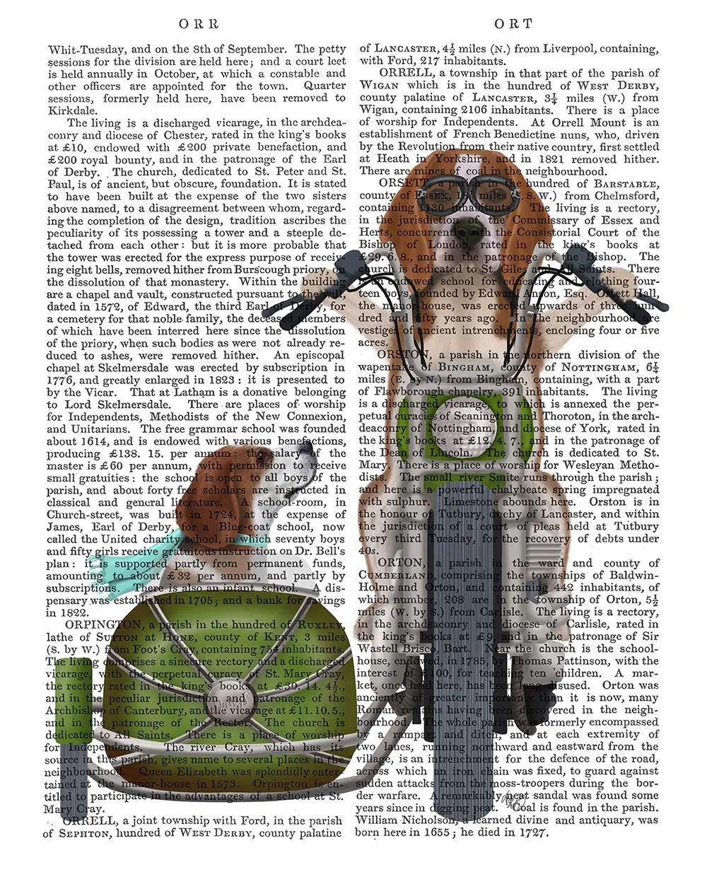 3qBeagle-Chopper-and-Sidecar-Book-Print-Dog-Art-Print-Wall-Art