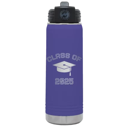 Personalized Class of with Cap 20 oz Water Bottle - Purple