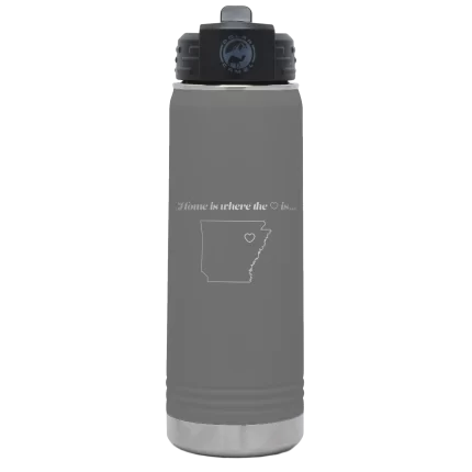 Personalized Arkansas Heart 20 oz Water Bottle - Dark Gray